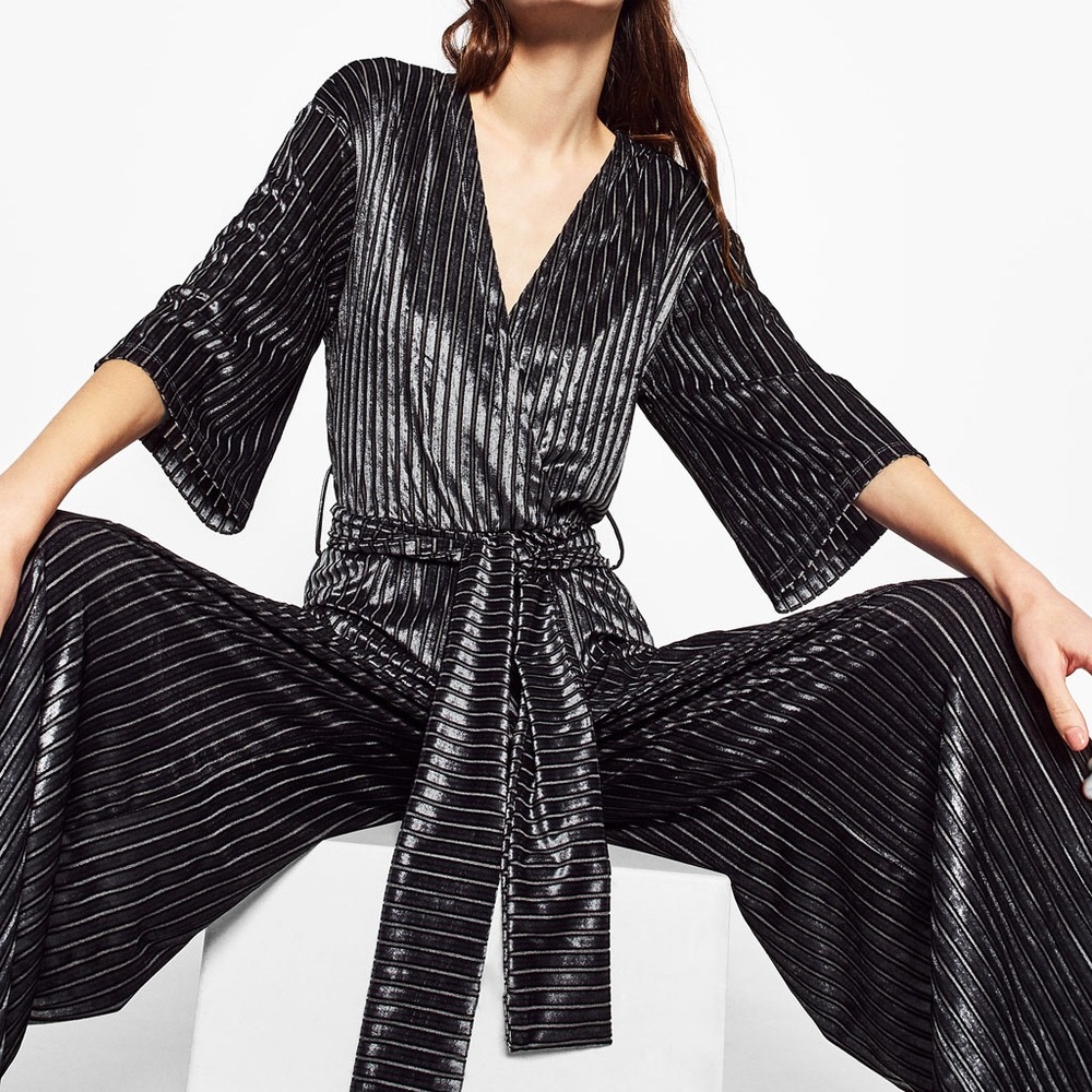 Zara Velvet Striped Jumpsuit